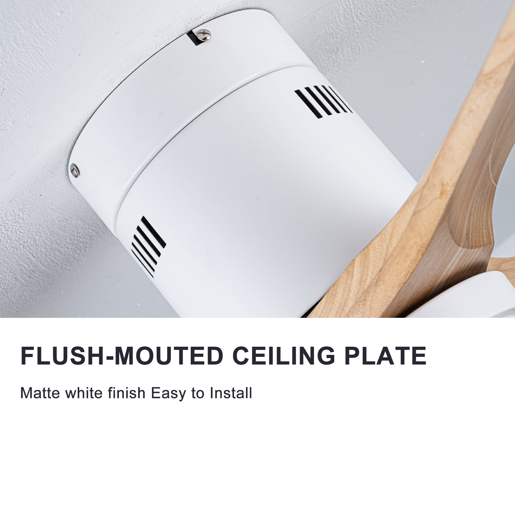 Mintazer 52 in Low Profile Flush Mount Ceiling Fan with Dimmable LED Light & Remote Control, Modern Ceiling Fan with Noiseless for Bedroom Living Room, White