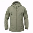 thumbnail image 3 of IYTR Men's Outdoor Jacket Windproof Fleece Winter Coats Thermal Soft Hiking Hooded Jackets with Pockets Army Green XXXL, 3 of 6