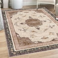 thumbnail image 1 of Vintage Decorative Rug, Minimal Flowers and Ethnic Damask Eastern Culture Weathered Effect, Quality Carpet for Bedroom Dorm and Living Room, 6 Sizes, Umber Eggshell Pale Rust, by Ambesonne, 1 of 4