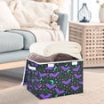 thumbnail image 3 of Yayeee Collapsible Cube Storage Bin with Lid Fabric Closet Decorative Basket with Handles, Purple Cartoon Bats Pattern, 3 of 7
