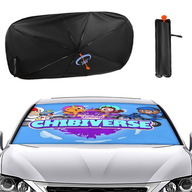 Chibiverse Sombrilla Solar para Auto - Protector de Parabrisas Plegable | Cortina Solar Delantero | Bloqueo UV y Aislamiento de Calor 133x73cm