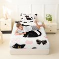 thumbnail image 3 of Manfei Kawaii Black Cat Twin Fitted Sheet, Bow Paw Bedding, White Pink, 2pcs, 1 Fitted Sheet and 1 Pillowcase, 3 of 6