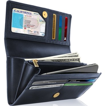 Marshal Genuine Cow Leather Long Clutch Wallet – Tan – Zipper Pocket, Card Slots, Coin Pocket