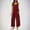 Wine, variant on BRGZLK Jumpsuits for Women Fashion Solid Color Loose Adjustable Sleeveless Waffle Overalls Wide Leg Long With Pockets Pink M