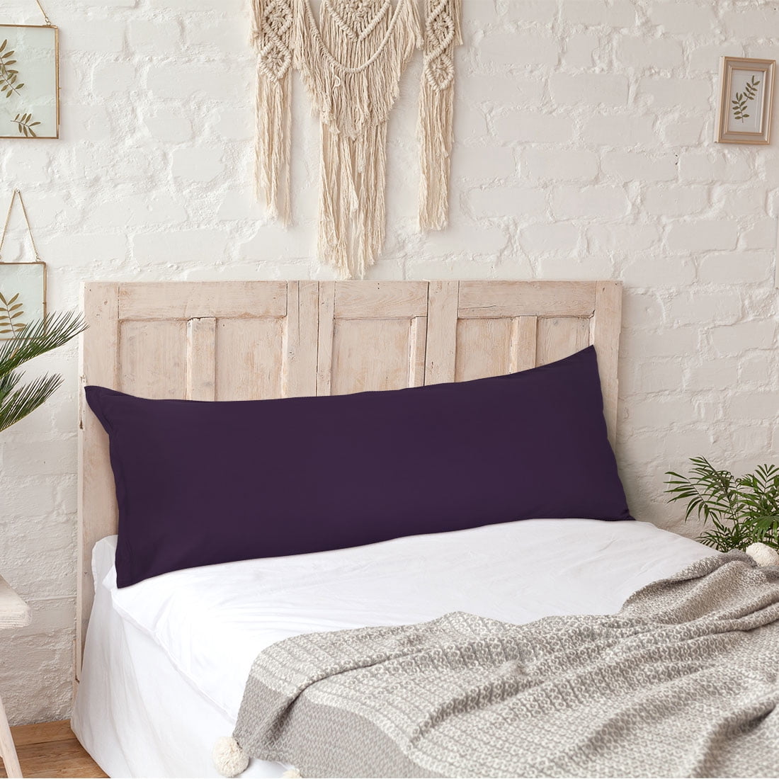 Unique Bargains 2 Packs Brushed Microfiber Body Pillowcase Plum 20" x 54"