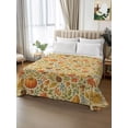 thumbnail image 3 of Queen Flat Sheet Only Fall Thanksgiving Farm Pumpkin Soft Microfiber Cooling Bedding Sheets Maple Leaves Acorns Berry Flat Bed Sheet for Hotel,Home Decor, 3 of 9