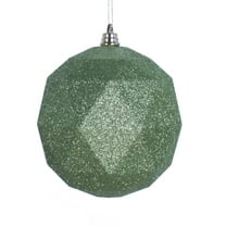 Vickerman 4.75" Lime Glitter Geometric Ball Ornament, 4 per bag