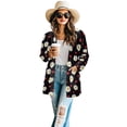 thumbnail image 2 of SCRAWLGOD Daisy Heart Women Long Cardigans Lightweight Sweaters for Women Open Front Long Sleeve Sweater Jacket for Women Trendy Stretchable Ladies Cardigan Sweatshirts Size L for School, 2 of 7