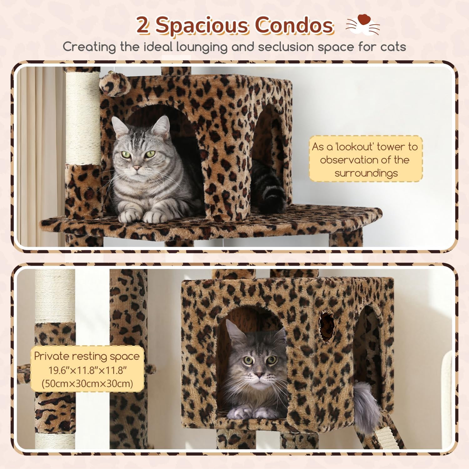 F70 Pro Cat Tree - 70" Tall, Removable Perch, Sisal Scratching Posts, Light Grey Heavy Duty Cat Tower for Large Cats