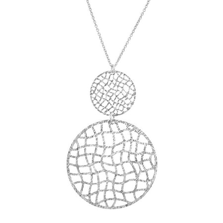 Organic Disc Drop Pendant Necklace in Sterling Silver