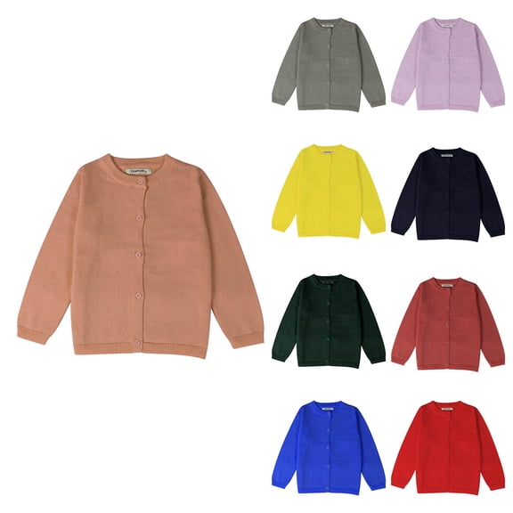 Kids Knitted Sweater Cardigan Colorful Solid Tops for Boys Girls Toddler
