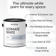 Evolve Ultimate Latex White Paint & Primer with Satin Finish, Interior/Exterior, 1 Gallon