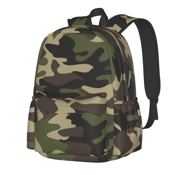 Mochila Jbofyee con estampado de camuflaje para hombre y mujer, color verde