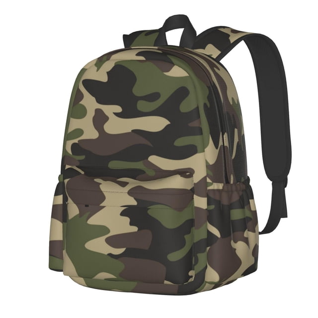 Mochila Jbofyee con estampado de camuflaje para hombre y mujer, color verde