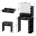 thumbnail image 6 of Pipleo 26.4" Small Makeup Vanity Set with Mirror and Lights, Modern Vanity Desk with Bench and Power Outlets, 6 of 7