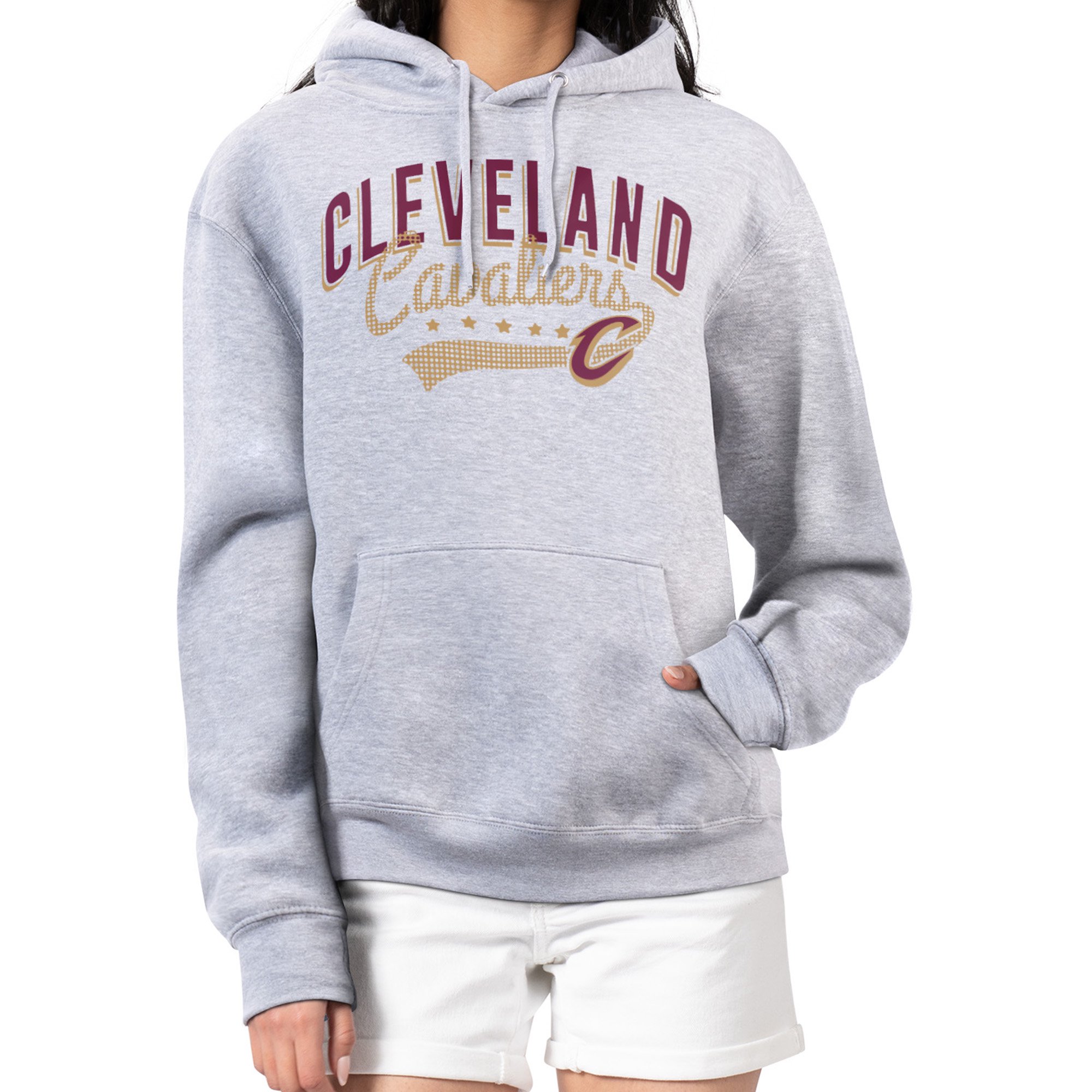 Women's G-III 4Her by Carl Banks Heather Gray Cleveland Cavaliers Filigree Logo Pullover Hoodie
