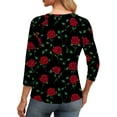 thumbnail image 6 of ITSAME Womens Blouses, V-Neck Raglan Pullover 3/4 Sleeve Floral Print Ladies Casual Fashion Tops Multicolor Size M, 6 of 6