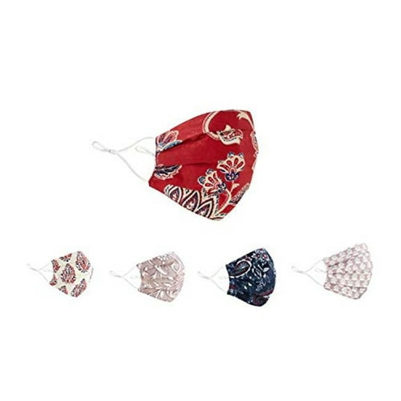 Makers Collective PK949A Fabric Jacobean Floral Face Mask, Red - Pack of 6