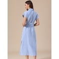 thumbnail image 3 of DARING DIVA Women's Button Down Tie Waist Side Slit Striped Midi Dresses S Blue and White, 3 of 6