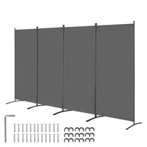 KFFKFF Space Separator, Quad-Panel Folding Privacy Barrier, Mobile Partition Screen for Space Delineation, Independent Space Dividers for Workspace, Sleeping Area, Study Room, Ashen
