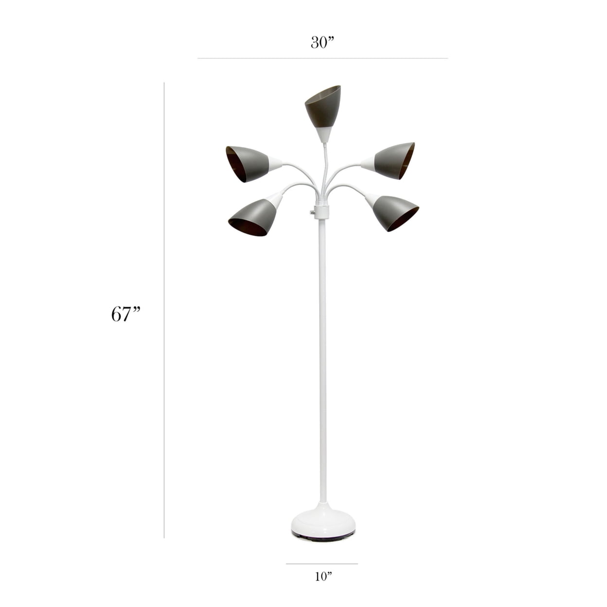 5 Light Adjustable Gooseneck White Floor Lamp with Gray 5 Light Adjustable Gooseneck White Floor Lamp with Gray