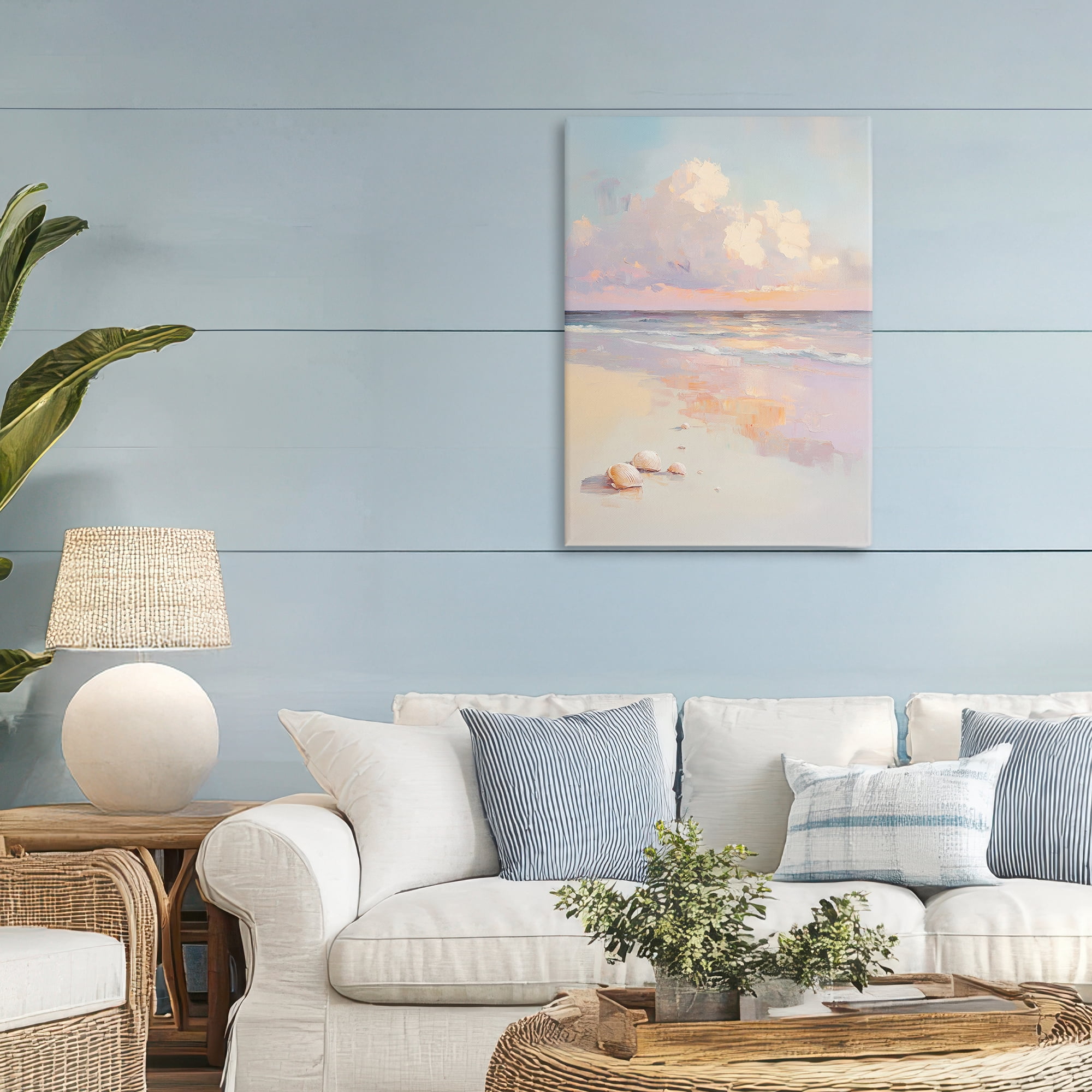 Stupell Industries Pastel Sunset Over Seashells Canvas Wall Art, design by Sisi and Seb