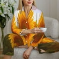 thumbnail image 6 of Lsque butterflies flying near sunflower in field Pattern Long Sleeve Pajama Set for Women - Soft 2-Piece Sleepwear and Loungewear Set with Pockets, Comfy Nightwear-Medium, 6 of 7