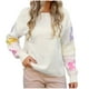 thumbnail image 2 of Ailaofu Womens Sweaters Flower Print - Crewneck Knitted Long Sleeve Sweaters Fall Winter Pullover Casual Top, 2 of 6