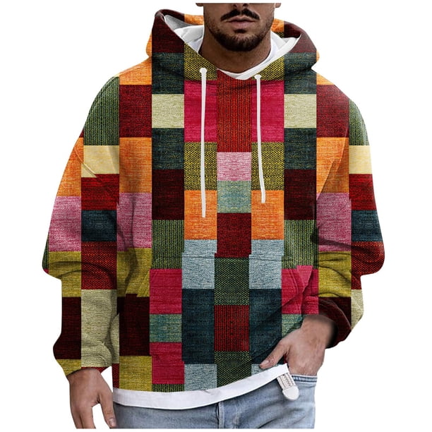 Men's Print Plush Warm Coat Fleece Sweater Casual Coat Pocket Sweater Autumn Winter CoatXL