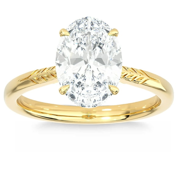Pompeii Certified 2 1/2Ct Oval Solitaire Diamond Engagement Ring in 14k Gold Lab Grown