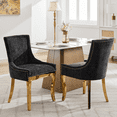 thumbnail image 2 of Tcbosik 2 Pack Upholstered Chenille Chairs, Modern Dining Chair with Metal Legs, Accent Side Chair for Kitchen, Living Room, Easy Assembly, Black+Gold, 2 of 11