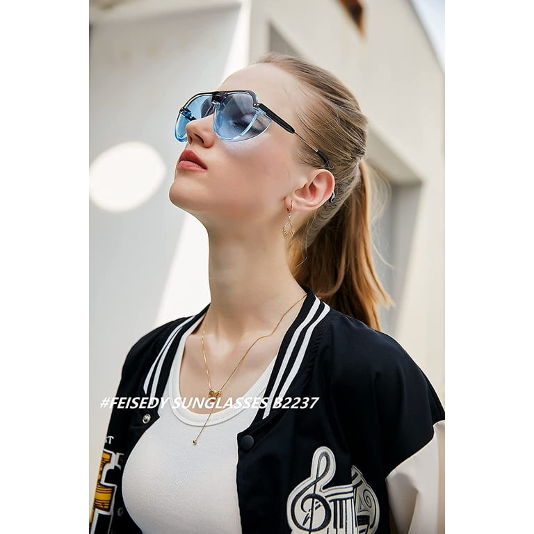 FEISEDY Women Men Vintage Aviator Sunglasses Side Shield  display picture 3