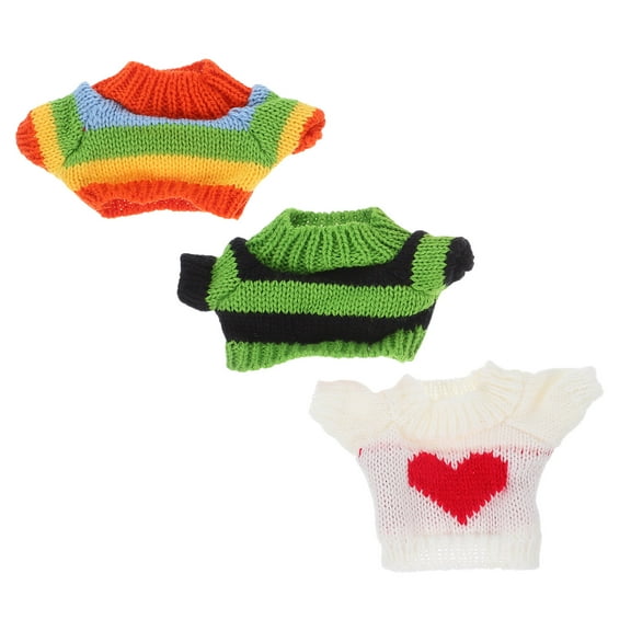 Worgeous 3pcs Plush Doll Clothes  Cute Bear Sweater and Accessories Knitted Outfit for Stuffed Animals DIY Plush Toy Clothes