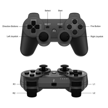 Bonadget 2Packs Wireless Controller for PS3, PS3 Controller Wireless for PlayStation 3, Double Shock Vibration Upgraded Joystick Rechargeable Gamepad Remote, Bluetooth, Motion Sensor, Remote for PS3