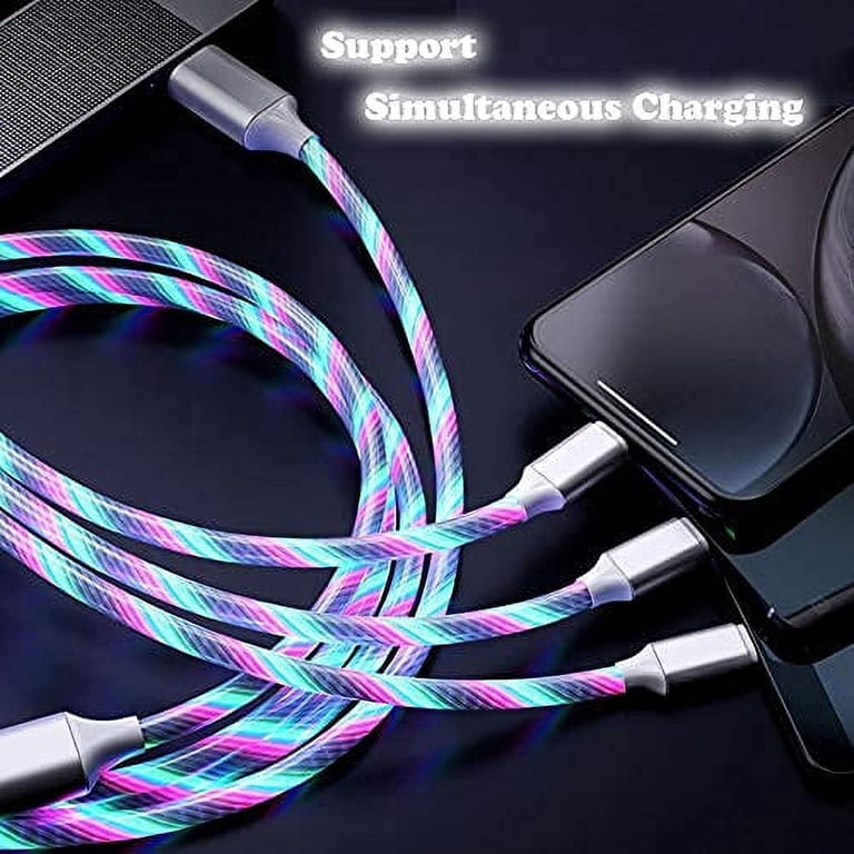 2PCS LED Light Up 3 in 1 Charging Charger Cable Cord For Iphone Android Type C