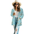 thumbnail image 2 of SCRAWLGOD Daisy Long Cardigans for Women Lightweight Cardigan Sweater Jacket for Women Long Sleeve Women's Cardigan Sweaters with Pockets Loose Ladies Cardigan Sweatshirts Size M, 2 of 7