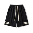 thumbnail image 1 of Ceisia Men's Gift Relaxed Stripe Decor Casual Shorts Mid-Rise Elastic Waist Nylon Spandex Zipper Side Pockets Hem Stripe Shorts, 1 of 4
