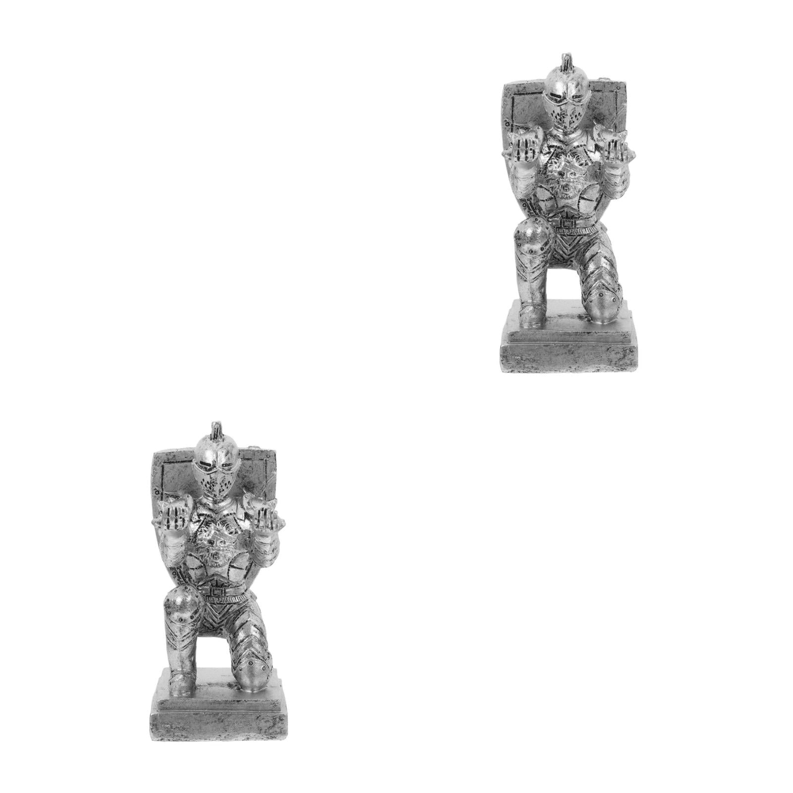 2pcs Resin Knight Shape Pen Holder Desk Organizer Accessories Desk Decoration Pen Stand For Office And Home Stationery Decor