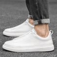 thumbnail image 5 of Dark Gray Genuine Leather Slip-On Navy Elastic Band Platform Casual Shoes, 5 of 5