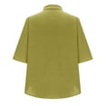 thumbnail image 5 of Women's Summer Linen Tops Half Short Sleeve V Neck Button Down Shirts Casual Loose Fit Ladies Blouses (XL, Yellow), 5 of 6