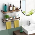 thumbnail image 7 of YasTant 10” x 42.3” Rustic Wood Floating & 2-Tier Storage Shelves + Antique Black (2 Count), 7 of 7