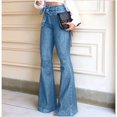 thumbnail image 5 of Womens Denim Pants High Waist Boot Cut Trousers Skinny Bell Bottom Mom Jeans Lake Blue S, 5 of 7