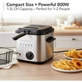 thumbnail image 6 of OVENTE Electric Deep Fryer, 1.5L Capacity, 800W with Adjustable Temperature, Viewing Window Lid, Removable Frying Basket & Cool-Touch Handles, Stainless Steel Countertop Fryer, Silver FDM1501BR, 6 of 9
