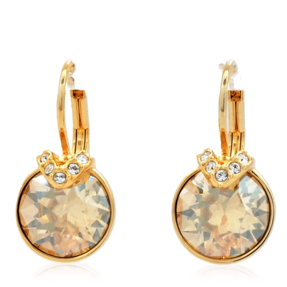 Swarovski Bella Gold-Tone Plated Round Cut V Drop Earrings