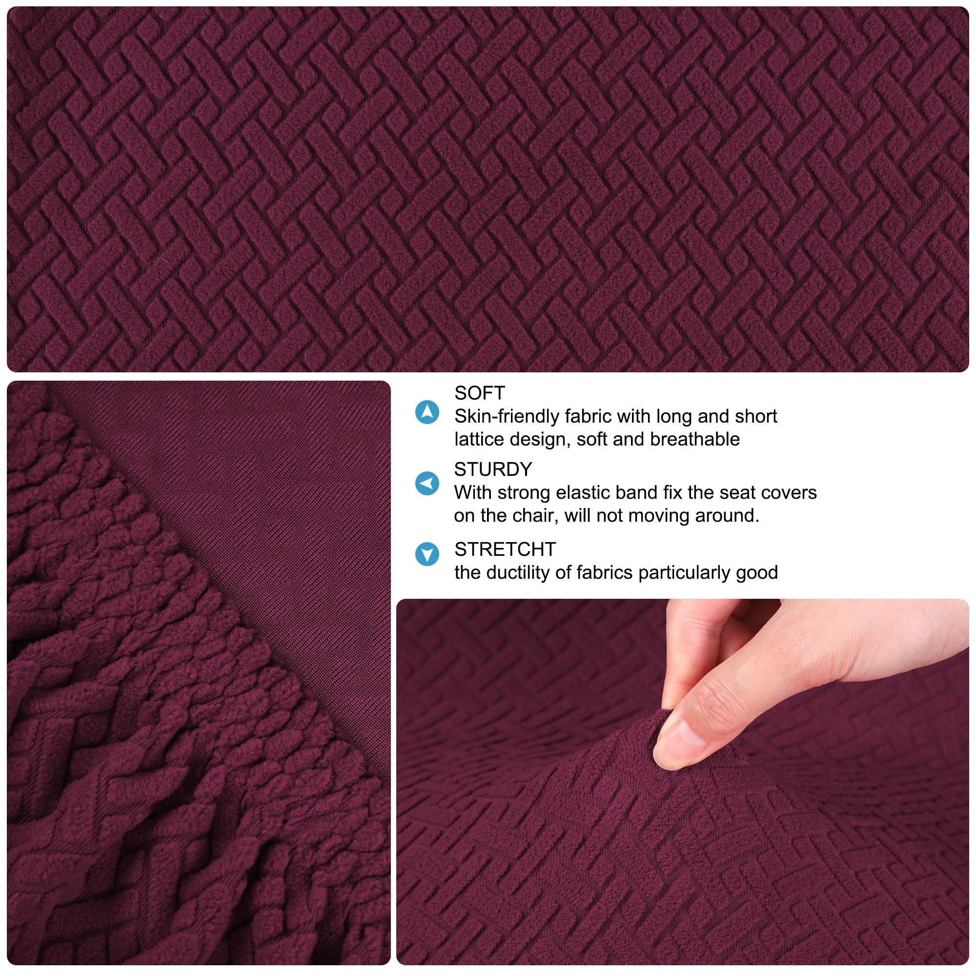 Unique Bargains Bar Stool Covers for Bar Counter Short Back Chair Slipcovers Burgundy 4 Pcs