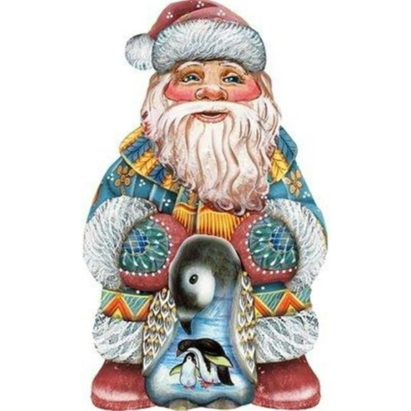 Penguin Santa Christmas Wooden Decorative Hanging or Freestanding Figurine for Home & Garden
