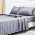 thumbnail image 3 of Jessy Home 4-Piece Satin Stripe Sheet Set, Silky Soft 100% Polyester Bedding, 14-Inch Deep Pocket, Twin, Purple Gray, 3 of 9