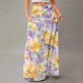 thumbnail image 2 of LWavelet Embossed Floral Maxi Skirt with Side Pockets Women Elegant Daily Casual Flowy Versatile Bottoms Light Purple XL, 2 of 5