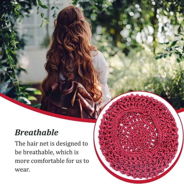 Women Mesh Crochet Hair Net Lightweight Caps Solid Color Portable Breathable Replacement Elastic Solid Color Bedroom Sleeping Hairnet Hat Accessories Red