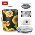 thumbnail image 4 of 12oz Coffee Tumblers Black Sunflower Green Leaf Pattern Stainless Steel Vacuum Insulated Travel Tumbler Coffee Cups Mug with Lid and Straw with Cleaning Brush for Cold & Hot Drinks, 4 of 5